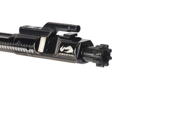 Cryptic Coatings Mystic Black AR-15 bolt carrier group uses a standard 5.56 NATO magnetic particle inspected bolt assembly